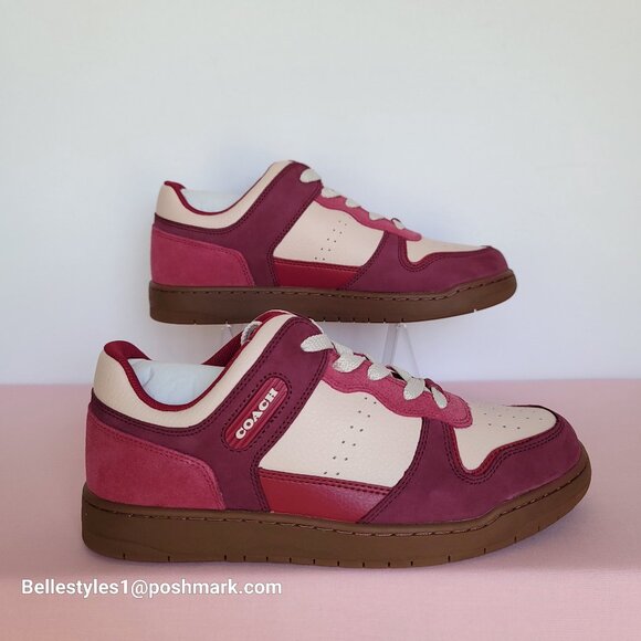 COACH Low Top Leather and Suede Sneakers C201- Pink color- Women’s US Size 9B - Picture 10 of 16
